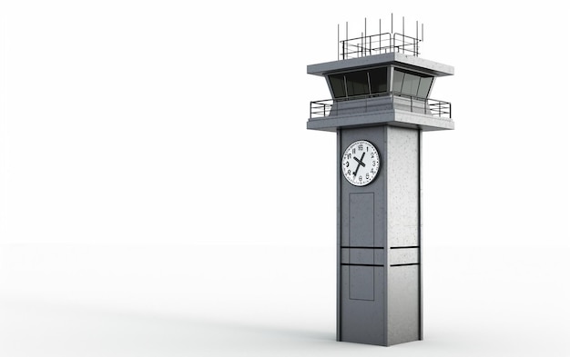 The Airport Tower Clock Legacy On White Background