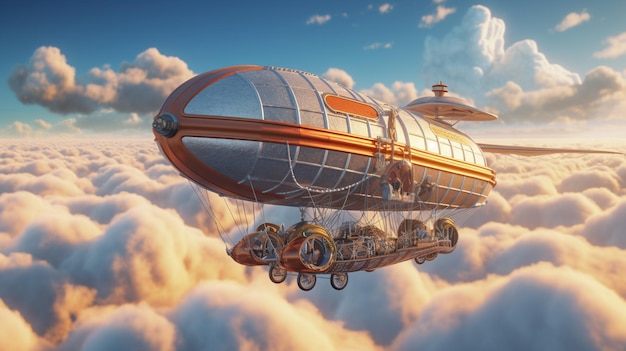 Airship above the clouds Generative Ai