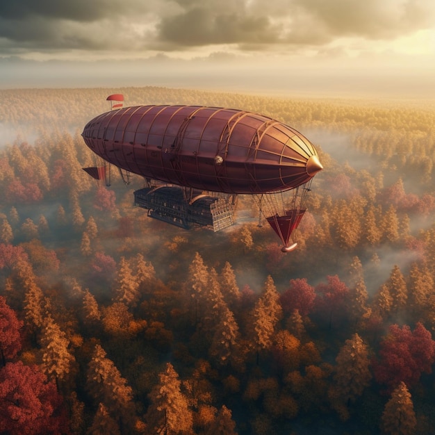 Photo airship in the sky with clouds and sky