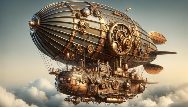 Photo airship in steampunk style