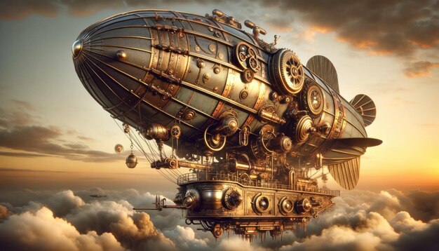 Photo airship in steampunk style