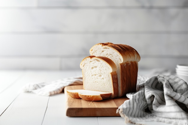 Airy Composition Sliced Bread on Wooden Board