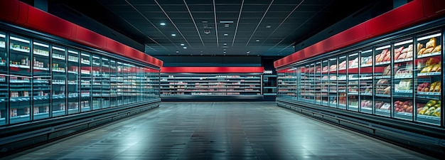 Aisle in the supermarket empty