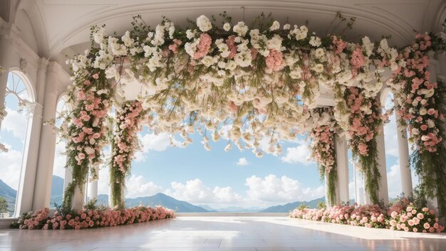 Photo an aisle with the flowerdecoration