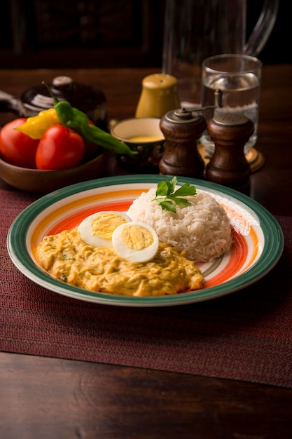 Aji de gallina traditional peruvian comfort food homemade\
cuisine