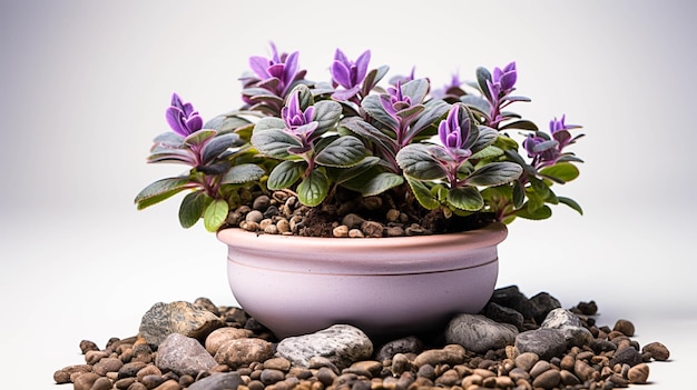 Ajuga Plant on a pot on white background