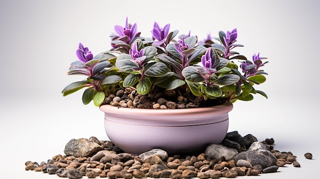 Ajuga Plant on a pot on white background