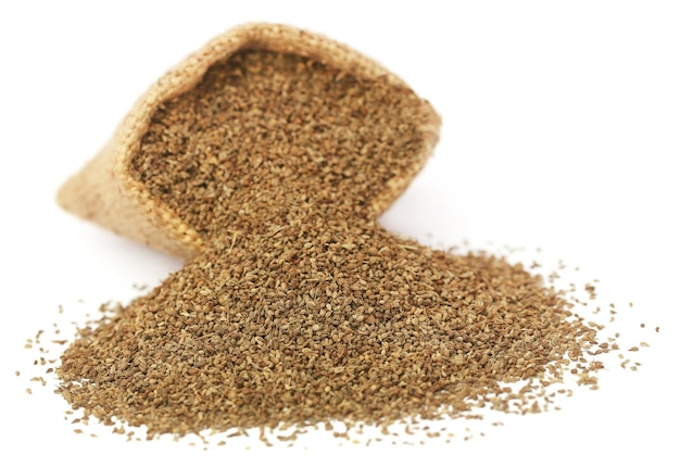 Ajwain seeds in jute bag