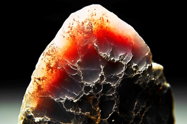 Akatoreite is a rare precious natural stone on a black background AI generated Header banner mockup