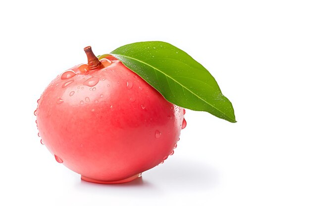 Akebi fruit with green leaf isolated on white background