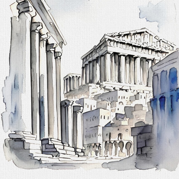 Akropolis van Athene Gratis foto schilderij