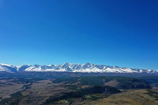 Photo aktru panorama of mountains altai, mountain peak summer landscape in russia