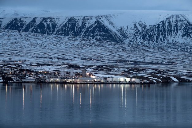 Akureyri city in the winter, Iceland