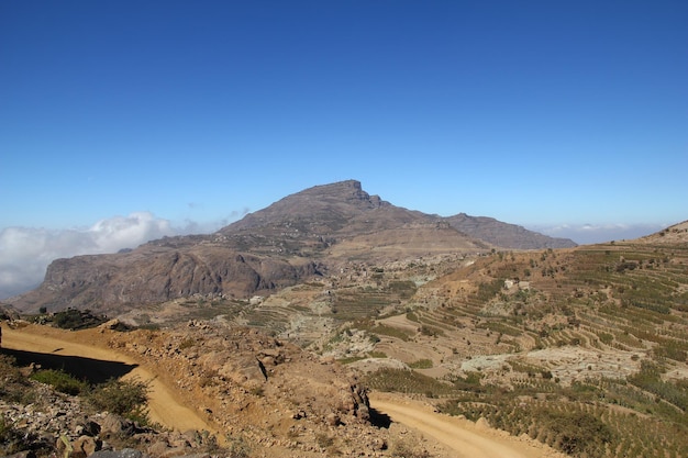 Al Hajjarah village in mountains Yemen