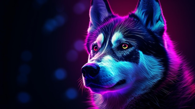 Фото Алабай собака животное неоновый цвет иллюстрация ии сгенерированные фотографии