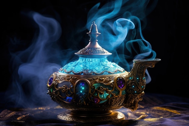 Aladdin's lamp rookt met magie.