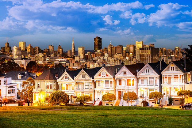 Alamo Square at twilight