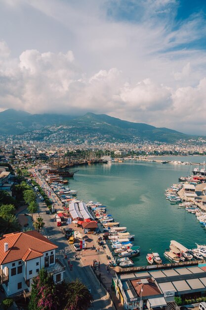 Alanya city turkey view from red tower kizil kule