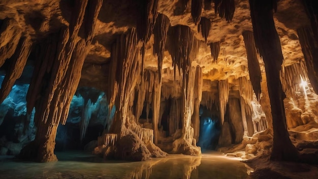 Photo alanya dim cave stalagmites and stalactites formation