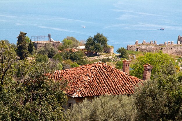 Alanyas' mediterranean coastline and Ottoman castle Turkey