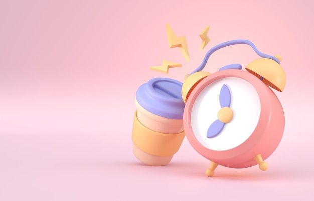 Photo alarm for breakfast 3d illustration