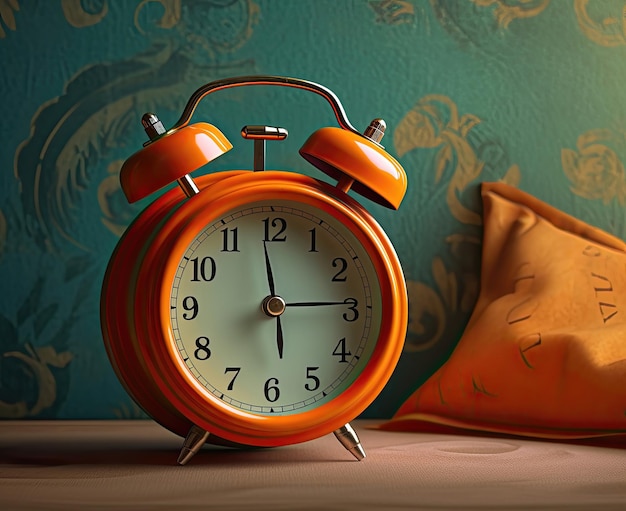 Alarm clock on abstract futuristic colored background Generative ai