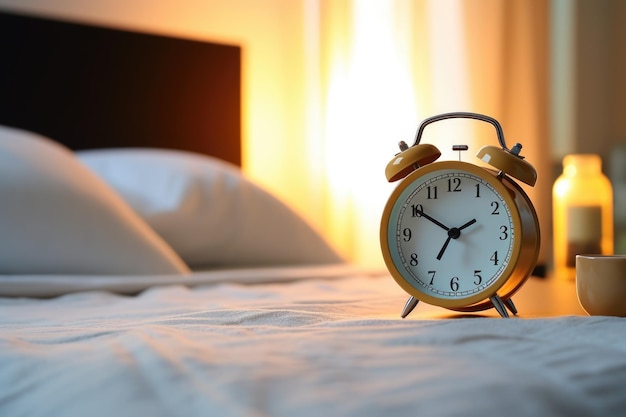 Alarm clock on a bedside table showing early morning hours