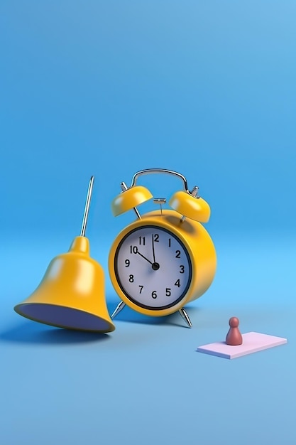 Alarm clock and bell 3D render style AI Generated