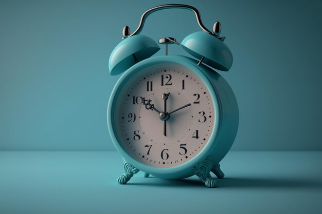 Alarm Clock On Blue Background 3D Rendering