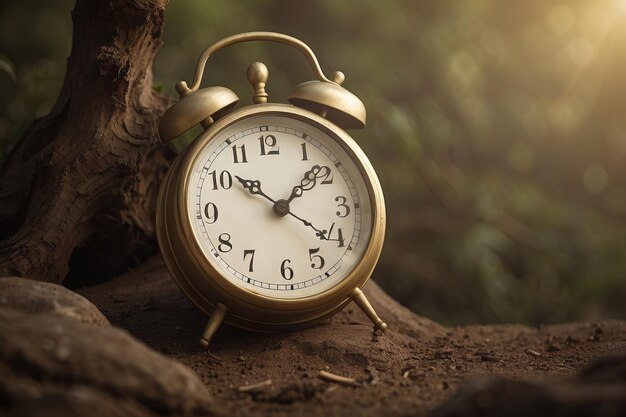 An Alarm Clock Perched on a Rocky Outcrop Keeping Watch Over the Landscape