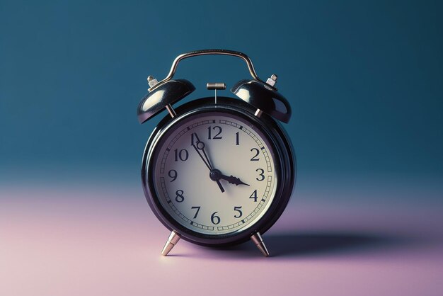 Alarm clock on pink background Insomnia time wellbeing concept