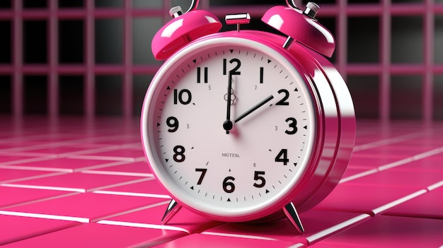 Alarm clock on Pink Most Amazing HD 8K wallpaper background Stock Photographic Image