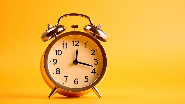 Alarm clock shows hour on a yellow background