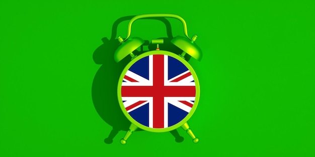 Alarm clock and United Kingdom flag