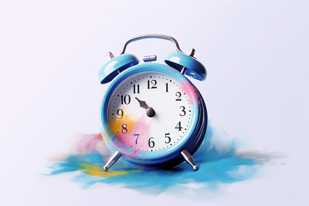 alarm clock with time displayed on white background