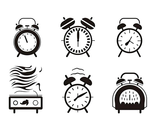 Photo alarm clocks icon set isolated on white background vector illustration design