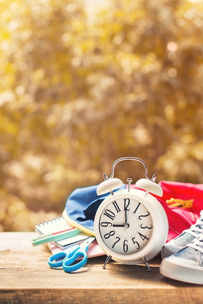 Photo alarm with supplies on fall