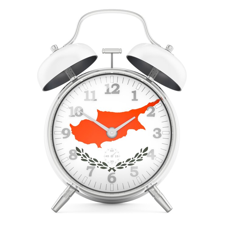 Foto alarmklok met vlag van cyprus 3d-weergave.