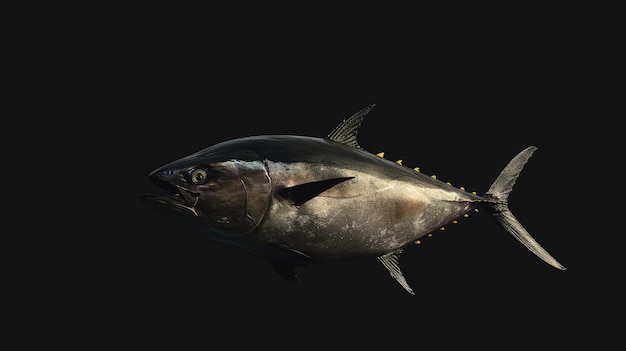 Albacore Tuna in the solid black background