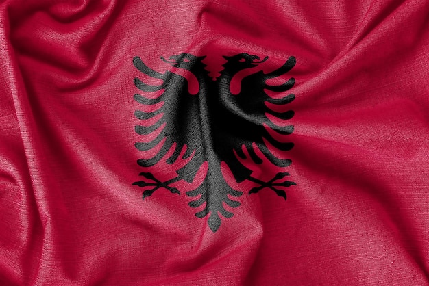 Albania country flag background realistic silk fabric