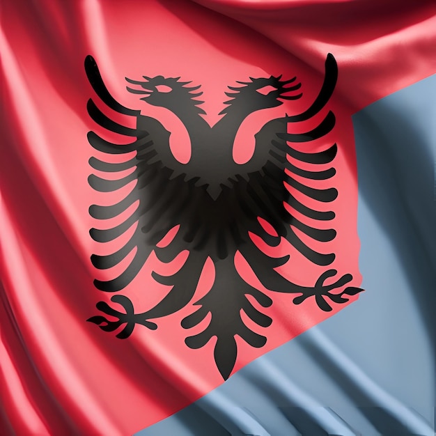 albania flag waving in the wind