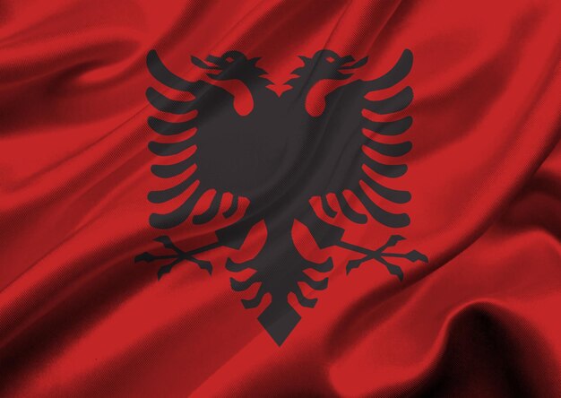 Albania flag waving in the wind