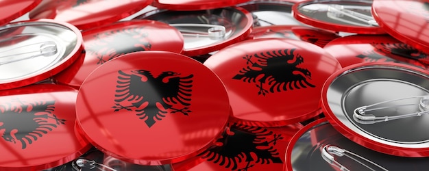 Фото Албания круглые значки с флагом страны голосование концепция выборов 3d иллюстрация