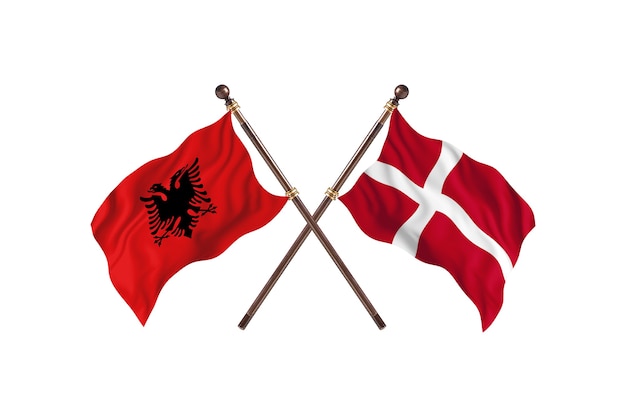 Albania versus Denmark Two Flags