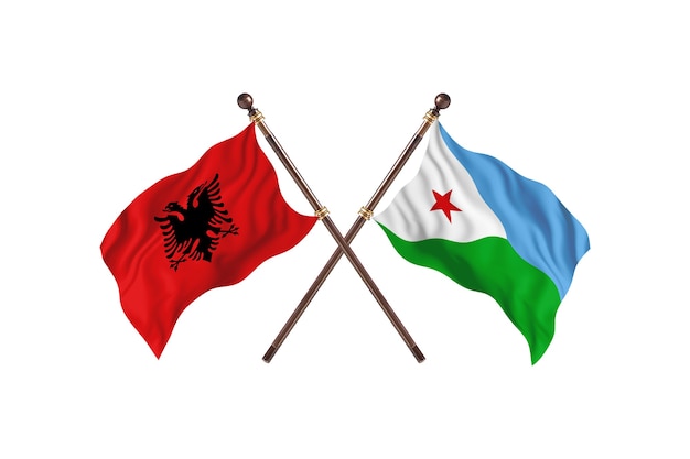 Albania versus Djibouti Two Flags