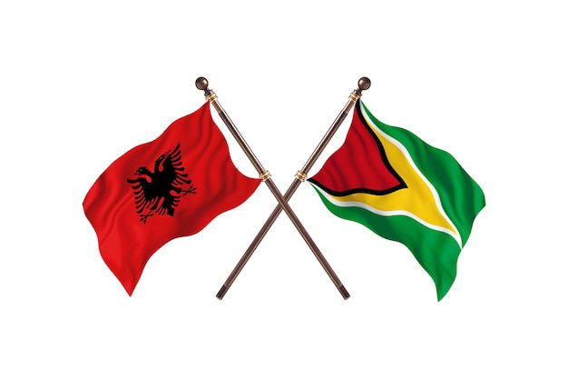 Albania versus Guyana Two Flags