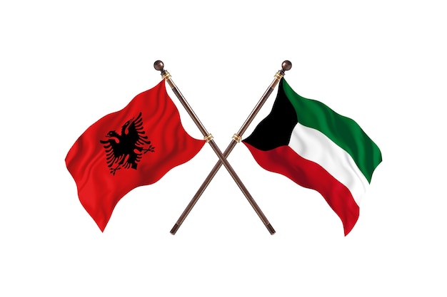 Albania versus Kuwait Two Flags