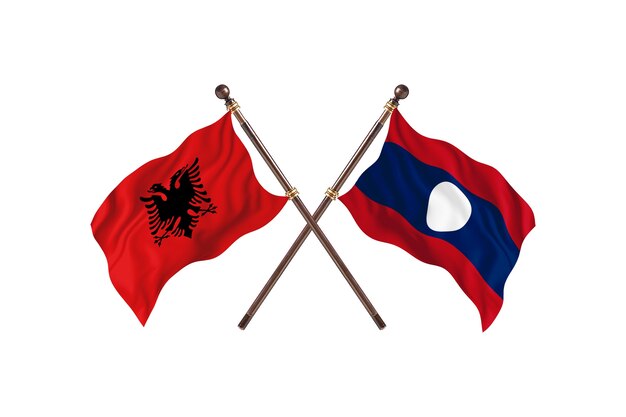 Albania versus Laos Two Flags