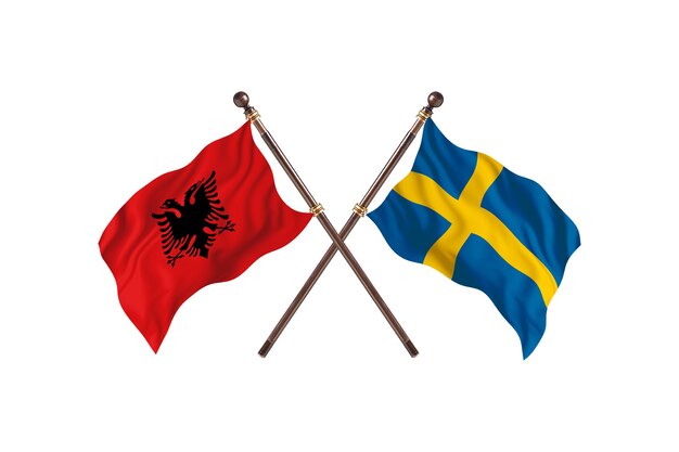 Albania versus Sweden Two Flags