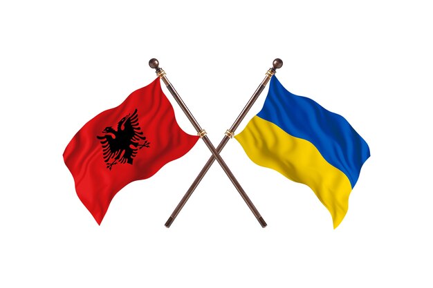 Albania versus Ukraine Two Flags